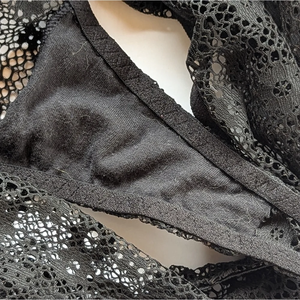 Victorias Secret Sexy 90's Scoop Back Black Medallion Lace Teddy Bodysuit Sz M/L